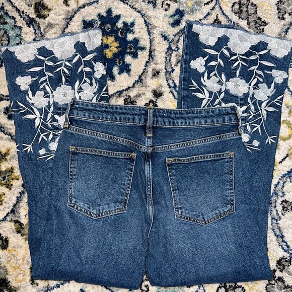 Pilcro and The Letterpress High Rise Flare Floral Hem Jeans Size 27 - Picture 5 of 6